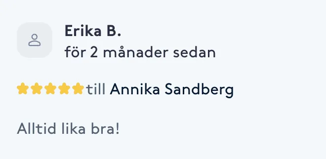 Recension från Erika B. till Annika Sandberg