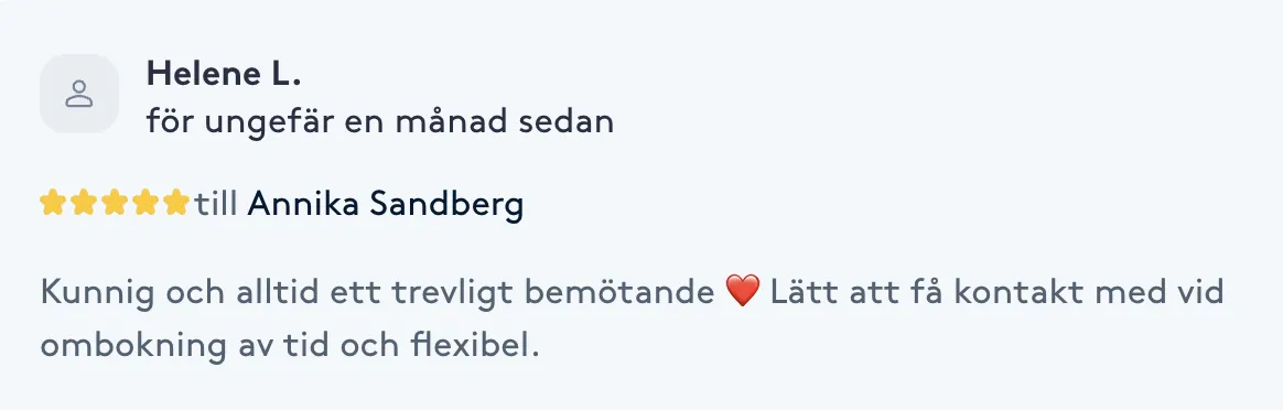Recension från Helene L. till Annika Sandberg