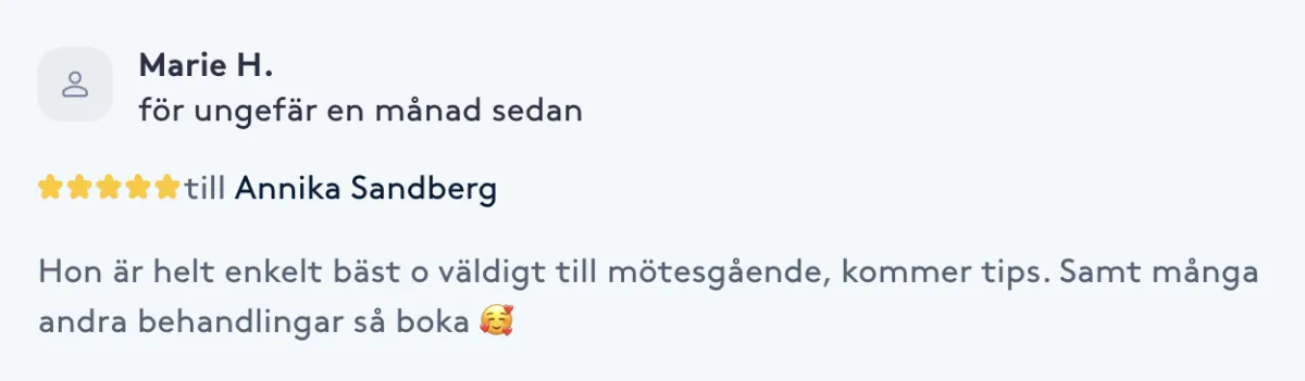 Recension från Marie H. till Annika Sandberg