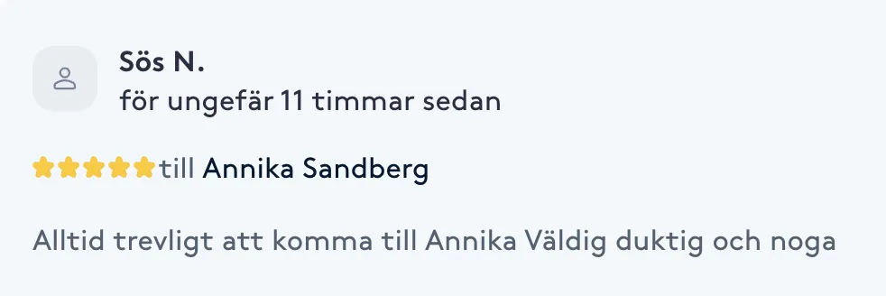 Recension från Sös N. till Annika Sandberg